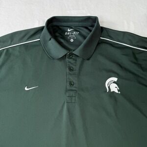 Nike Michigan State Spartans Polo Shirt Dri-Fit Men's XL Green Golf Mint Cond.